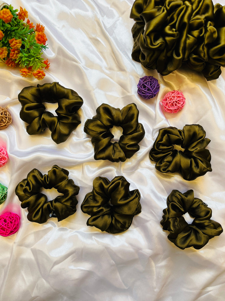 Solid Color Silk Hair Scrunchies Set