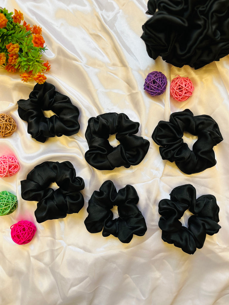 Solid Color Silk Hair Scrunchies Set