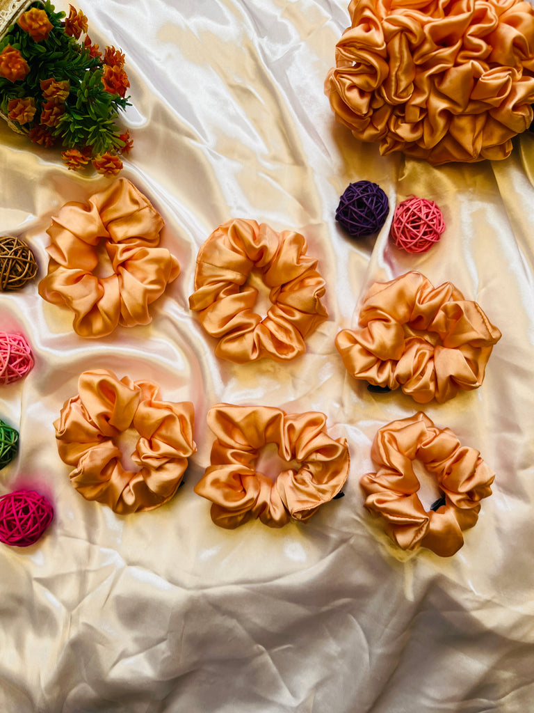 Solid Color Silk Hair Scrunchies Set