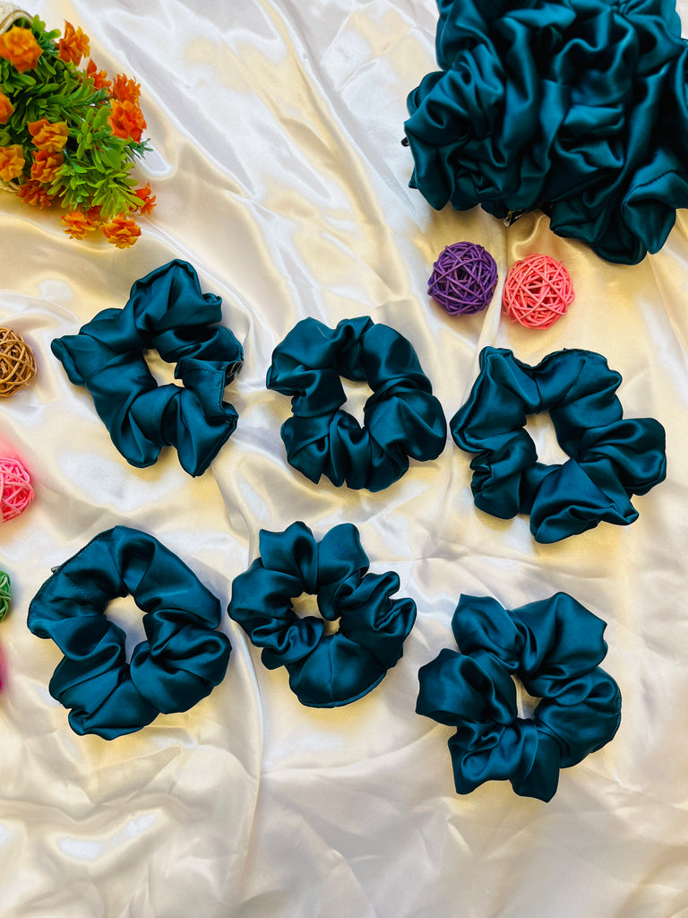 Solid Color Silk Hair Scrunchies Set