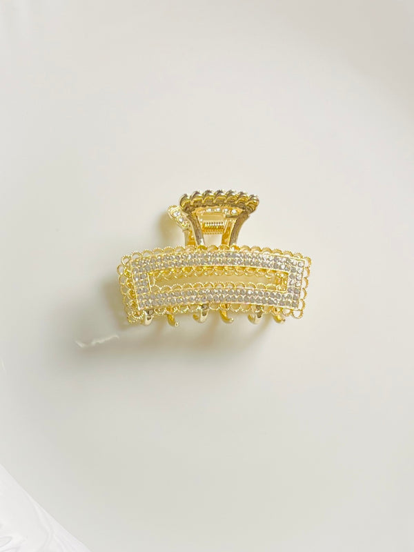 Metal Rectangle Shaped Rhinestone Hair Claw Catcher