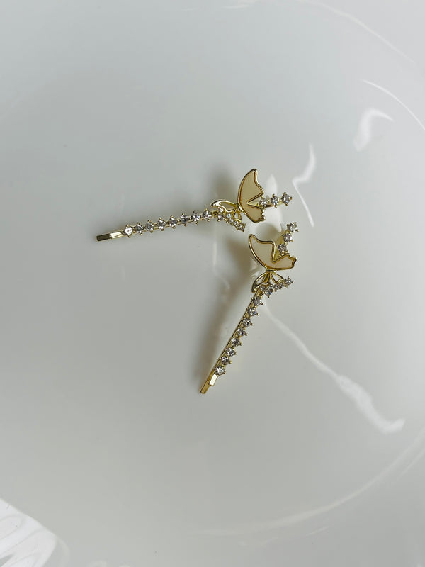 2pcs Butterfly Pearls Hair Pin