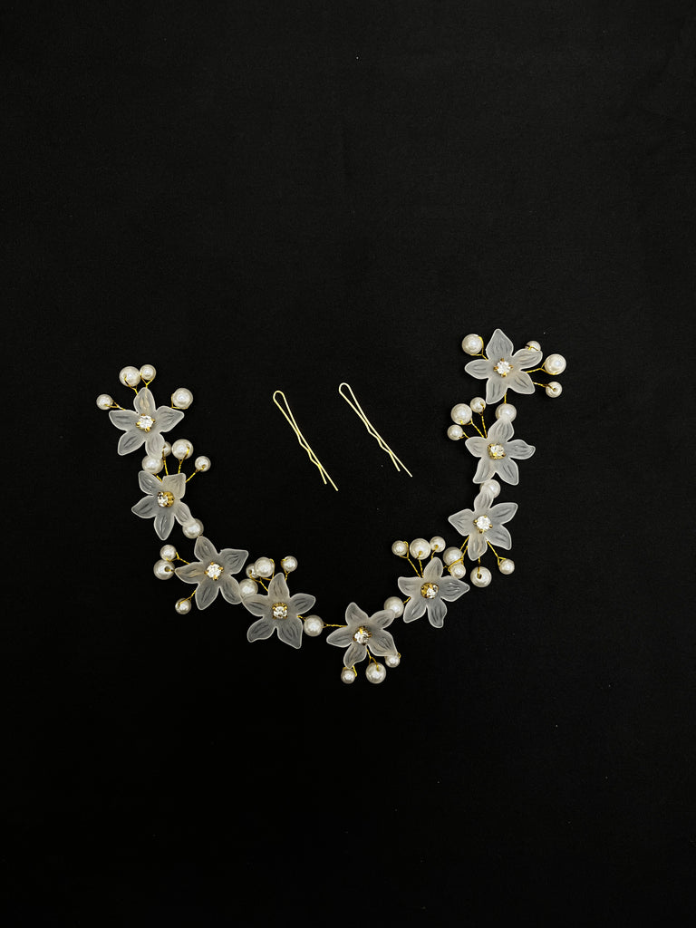 1pc Handmade Flower Pearls Beads Golden Headband