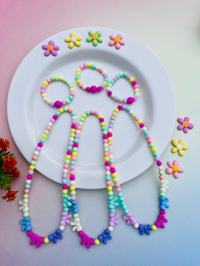 Candy Color Bow Beads Necklace