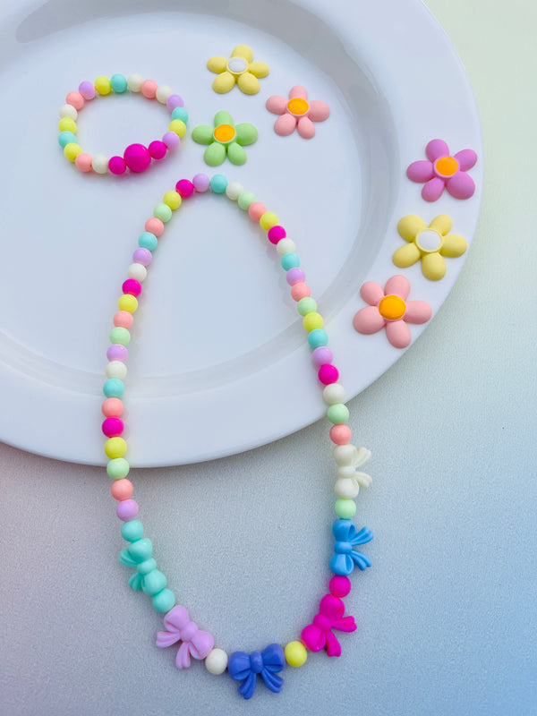 Candy Color Bow Beads Necklace