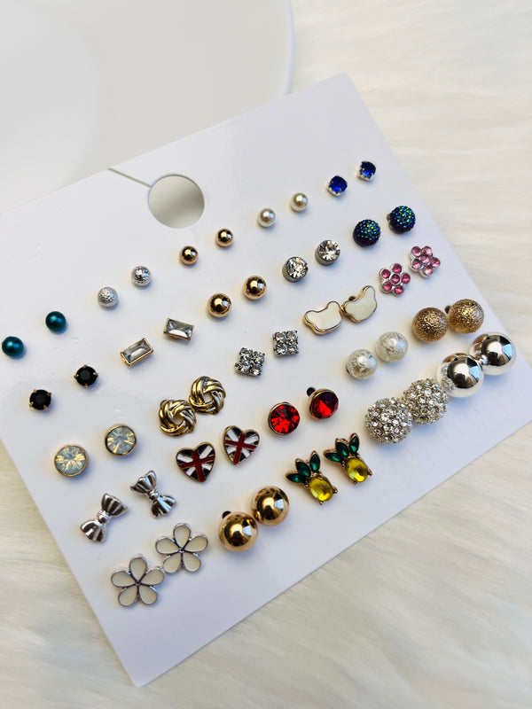 25 Pairs Studs Earring Set