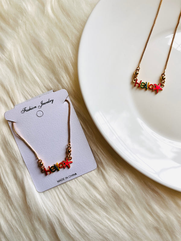 Baby Hello Pendant Necklace