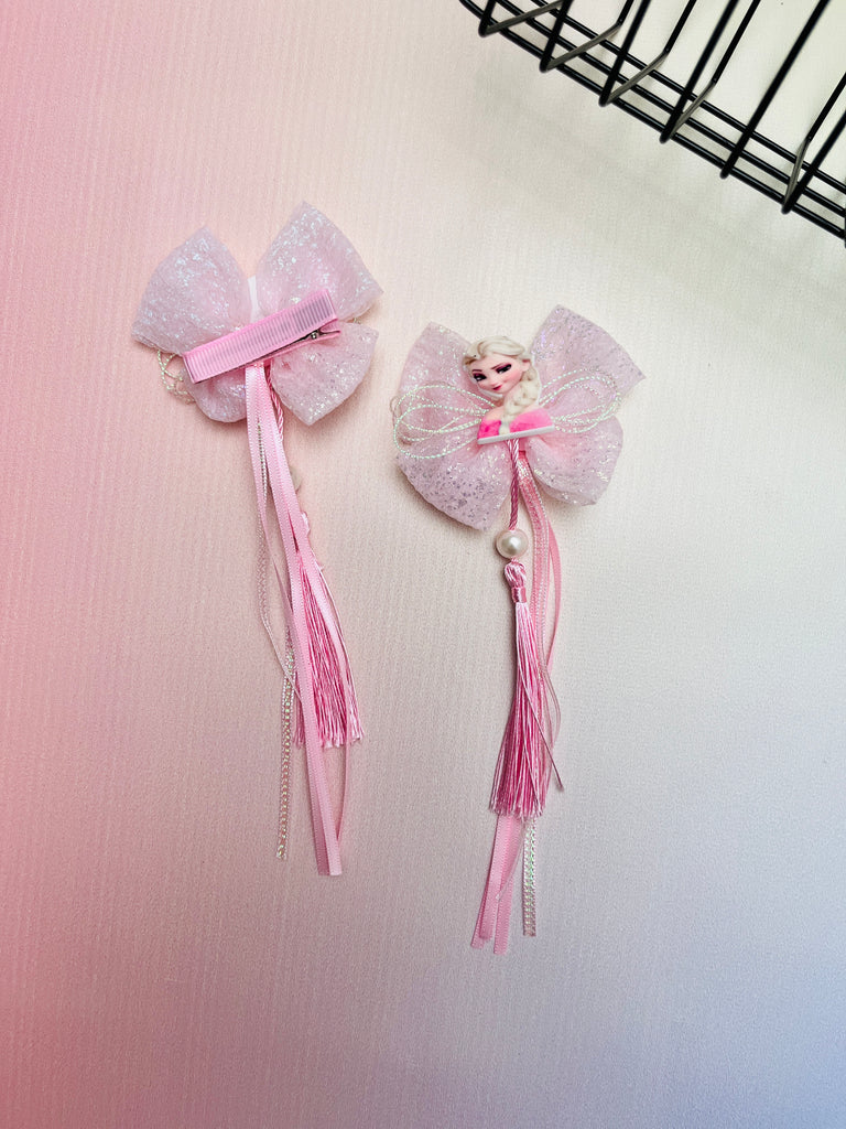 2pcs Bow Princess With Tassel Hair Clip