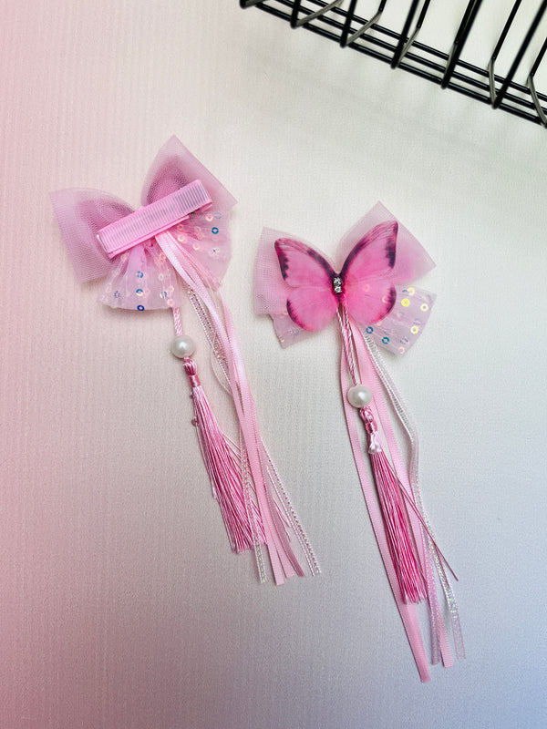 2pcs Butterfly Princess With Tassel Hair Clip