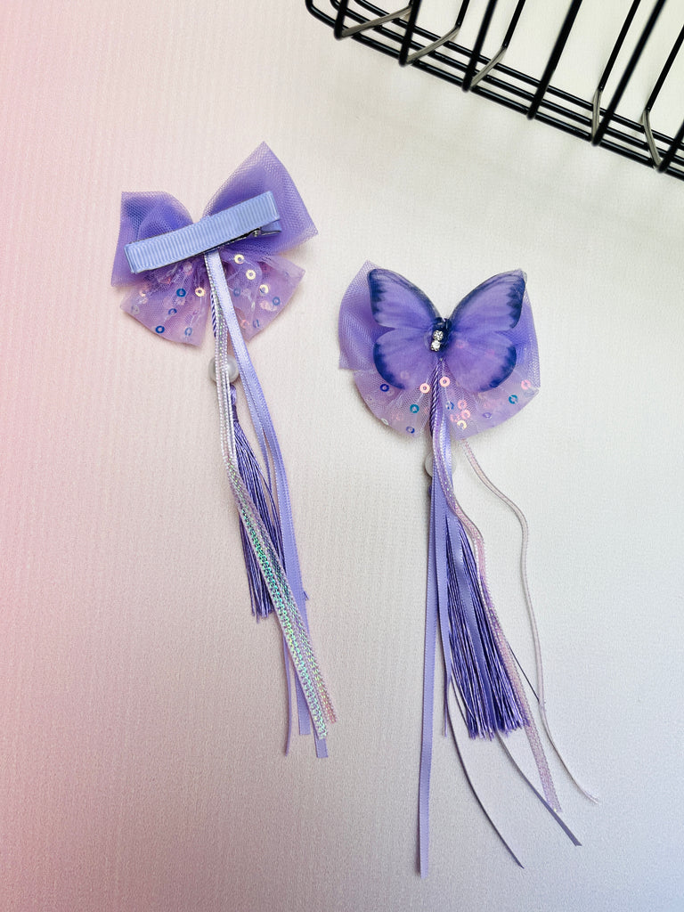 2pcs Butterfly Princess With Tassel Hair Clip