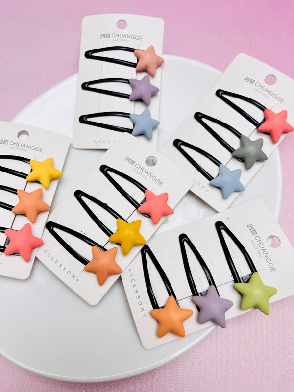 3pcs Star Tik Tak Hair Clip Set