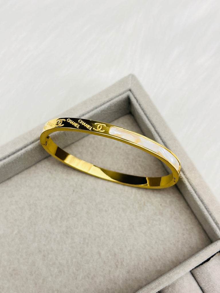 Stainless Steel Marble Golden Bracelet