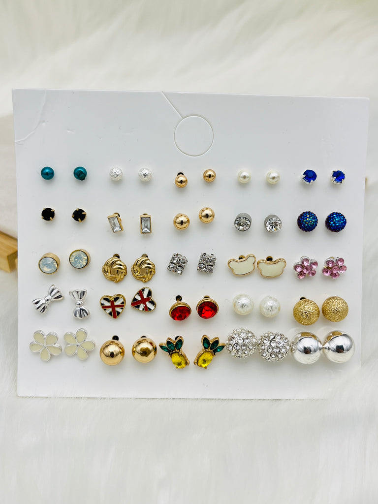 25 Pairs Golden Pineapple Studs Earring Set