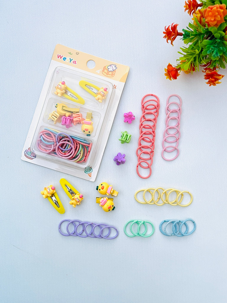 Cartoon Baby Hair Clip & Hair Tie Set