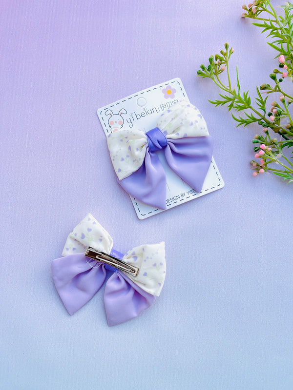 Flower Printed Hair Bow Clip