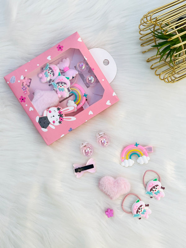 Cute Cartoon  Hair Clip & Bands Gift Set