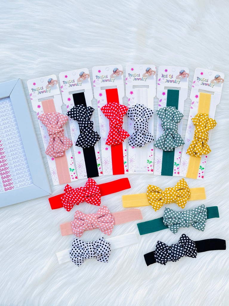 Dotted Bow Elastic Headband